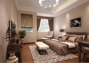 某现代卧室空间装饰设计3d模型