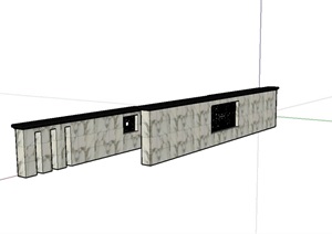 中式独特完整的景墙设计SU(草图大师)模型
