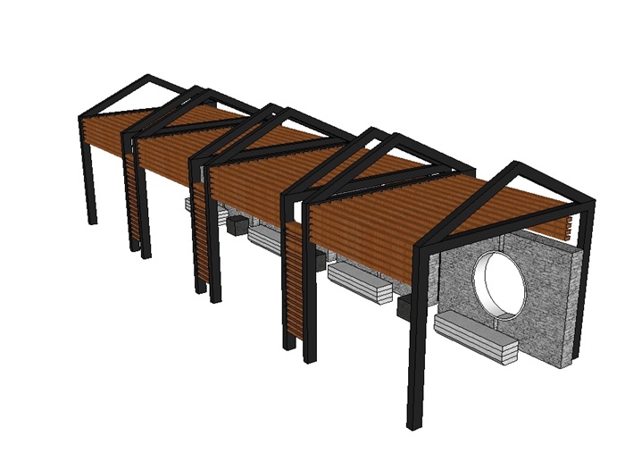 中式独特的廊亭设计su模型(1)