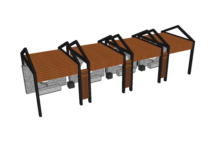 中式独特的廊亭设计su模型(2)