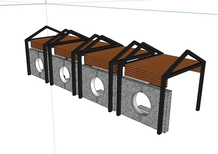 中式独特的廊亭设计su模型(3)