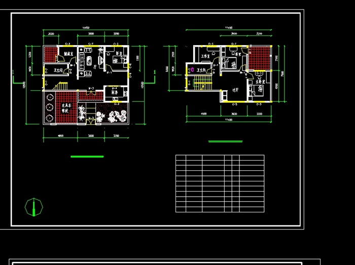 某现代二层别墅建筑cad结构图(2)