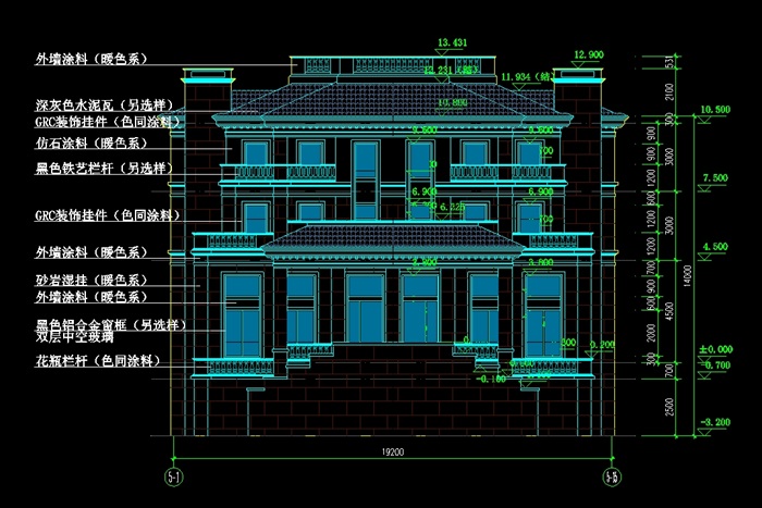 某独栋多层别墅建筑详细设计cad施工图(3)