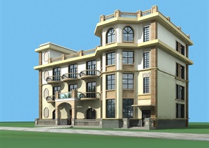 某独栋欧式的别墅建筑楼设计cad方案