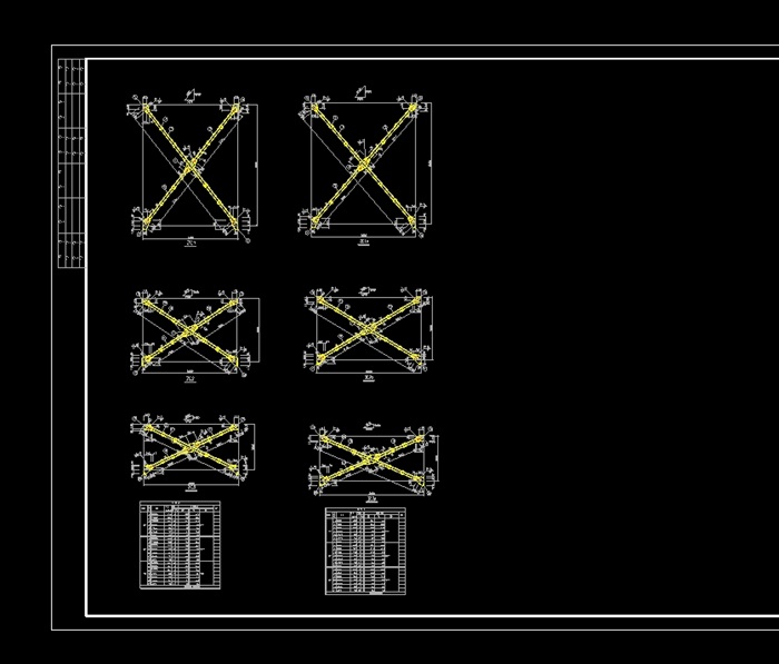 四层钢厂房框架cad结构图(1)