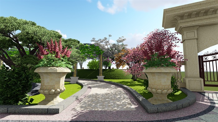 现代花园庭院详细设计su模型