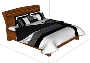 卧室双人床详细设计SU(草图大师)模型