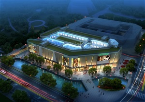 浙北大厦NX购物中心建筑设计SU(草图大师)模型及效果图
