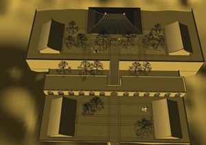 古典中式佛光寺建筑设计SU(草图大师)模型
