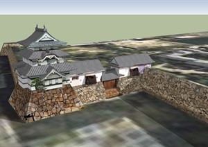日本古建寺庙多层建筑SU(草图大师)模型