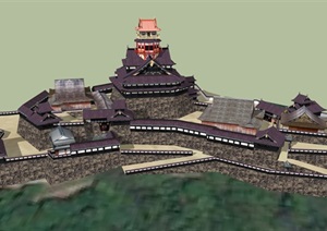日本古建旅游建筑SU(草图大师)模型