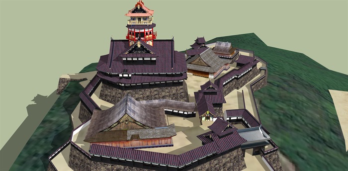 日本古建旅游建筑su模型
