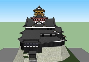 日本古建寺庙设计SU(草图大师)模型