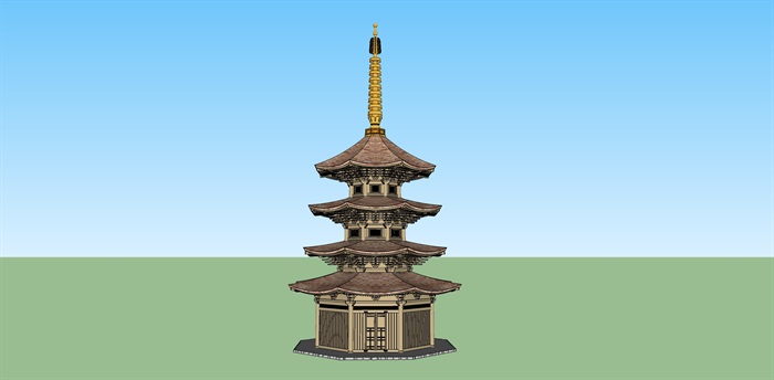 日本古建塔楼设计su模型