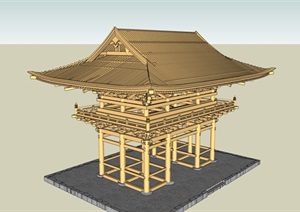 木制日本古建设计SU(草图大师)模型