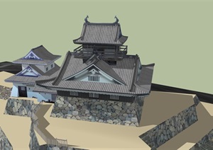 日本古建寺庙庙宇建筑SU(草图大师)模型