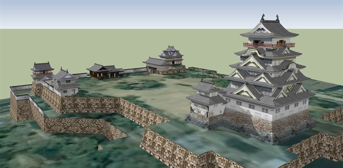 日本详细古建寺庙设计su模型