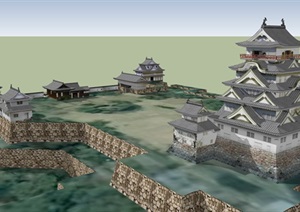 日本详细古建寺庙设计SU(草图大师)模型