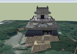 日本古建寺庙建筑设计SU(草图大师)模型