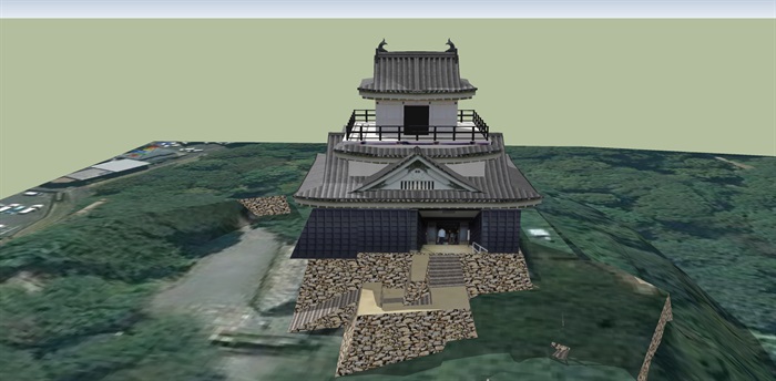 日本古建寺庙建筑设计su模型
