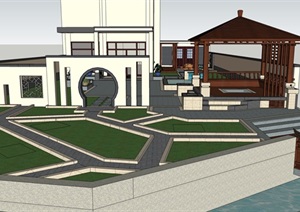 新中式风格景观庭院设计SU(草图大师)模型