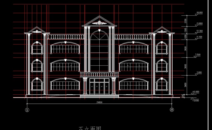 水库办公楼建筑cad结构图(1)