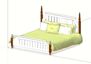 某欧式详细卧室床设计SU(草图大师)模型