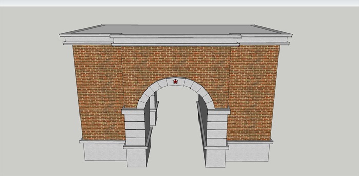 某欧式砖砌小区大门设计su模型