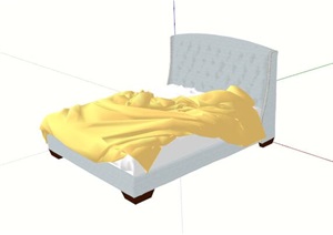 现代软包双人床设计SU(草图大师)模型
