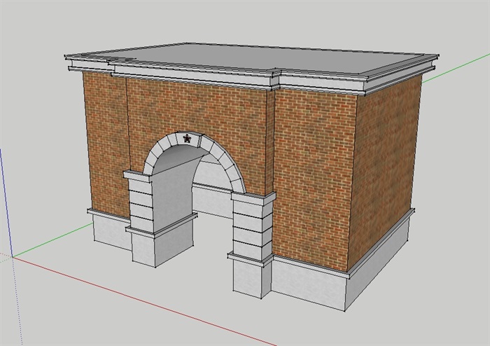 某欧式砖砌小区大门设计su模型(2)