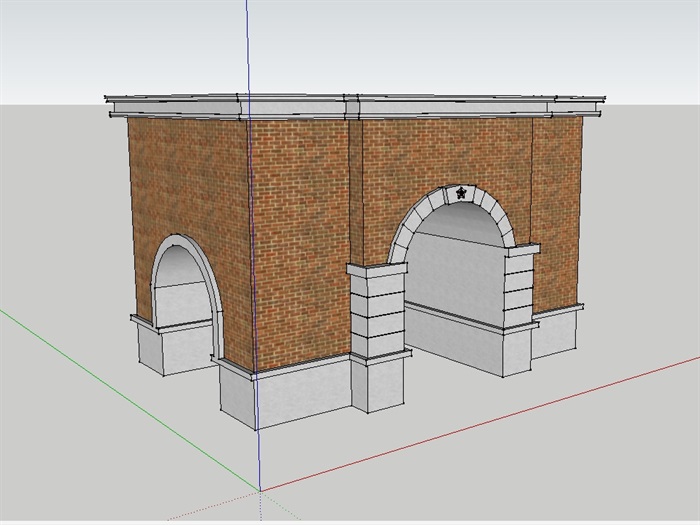 某欧式砖砌小区大门设计su模型(3)