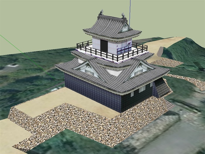 日本古建寺庙建筑设计su模型(3)