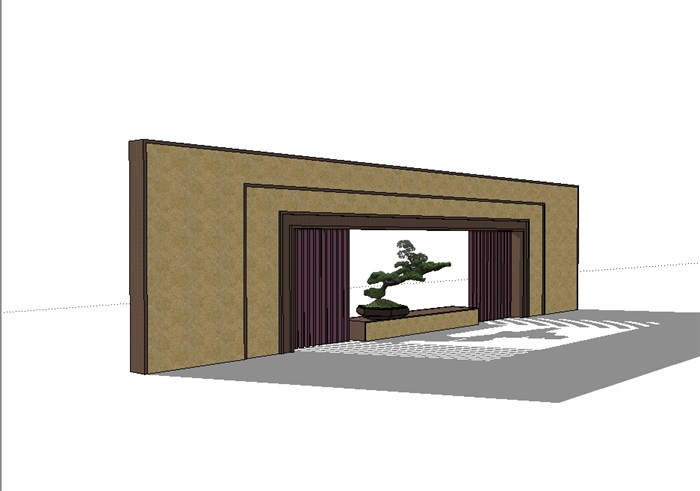 新中式景墙完整独特设计su模型(3)