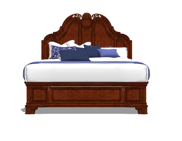 古典美式双人床设计su模型
