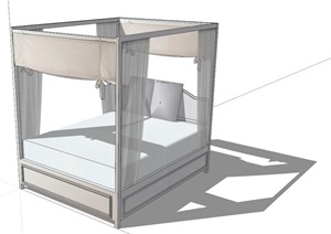 现代风格架子床设计SU(草图大师)模型