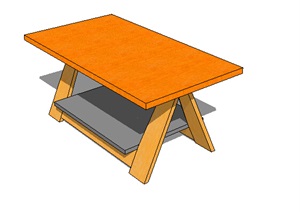 某现代木质小桌子设计SU(草图大师)模型