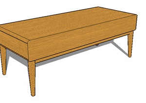 现代室内详细的木质桌子SU(草图大师)模型