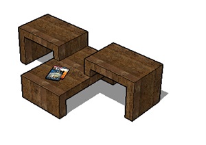 现代室内全木质桌子设计SU(草图大师)模型