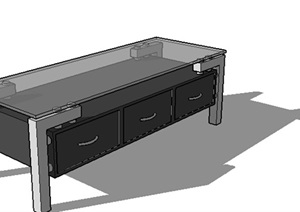 现代简约玻璃面板茶几素材SU(草图大师)模型
