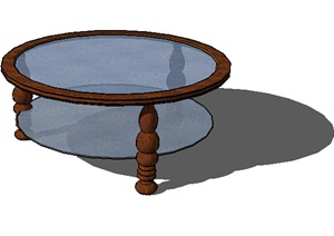 中式风格圆形玻璃茶几设计SU(草图大师)模型