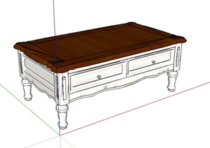 欧式独特造型的抽屉桌子SU(草图大师)模型