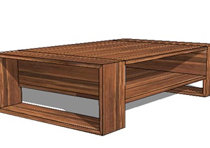 现代详细室内的木质桌子设计SU(草图大师)模型
