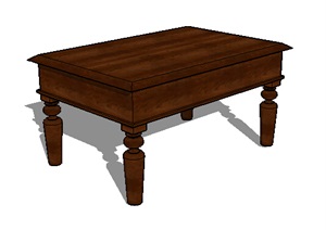 木质详细的桌子设计SU(草图大师)模型