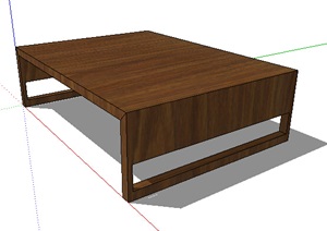 现代独特详细完整的木桌子SU(草图大师)模型