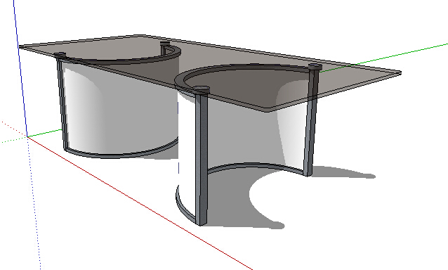 现代详细玻璃桌子su模型