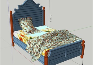 某地中海风格卧室床SU(草图大师)模型