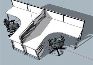 办公室办公桌椅SU(草图大师)模型