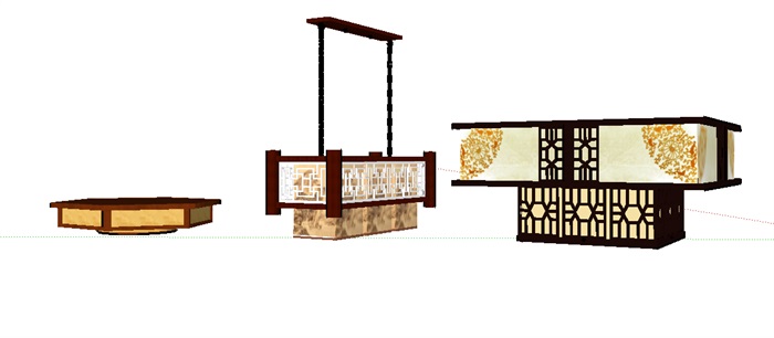 五个中式灯具详细独特设计su模型