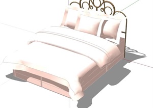 现代女儿房卧室床设计SU(草图大师)模型