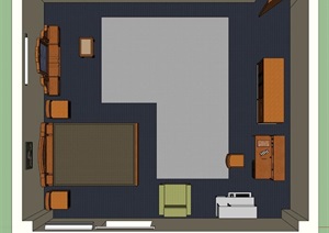 某次卧室空间家具素材设计SU(草图大师)模型